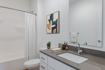 Bathroom with shower curtain